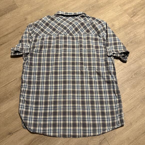 Roebuck & Co Mens XL Blue Gray Plaid Western Pearl Snap Shirt 100% Cotton - Picture 8 of 11